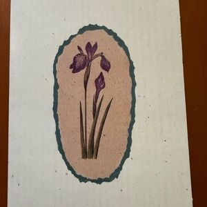 12 Floral Note Cards with Purple Iris And Envelopes